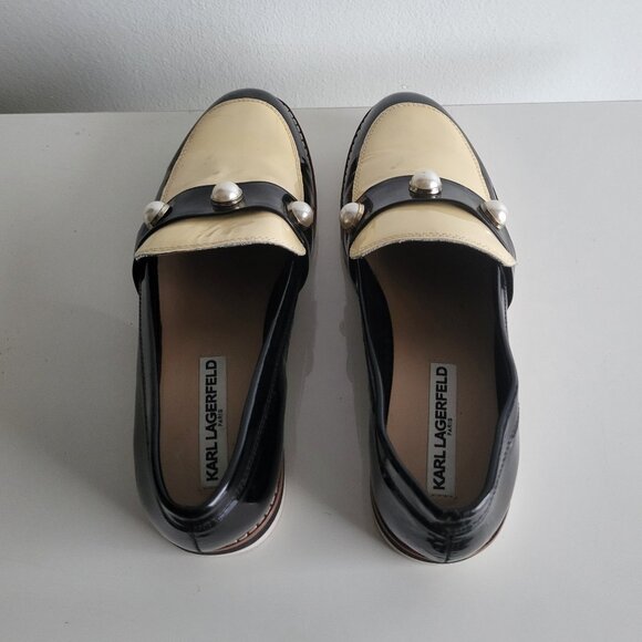 Karl Lagerfeld Dakota Platform  Loafers moccasins Shoes With Pearls 8M - Picture 6 of 7